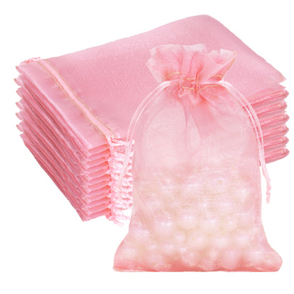 G2PLUS 30PCS Blush Pink Oragnza Bags 4x6 In - Drawstring Organza Bags, Sheer Mesh Jewelry Pouches, Candy Gift Wrap Pouches for Christmas, Birthday, Wedding Party Favors