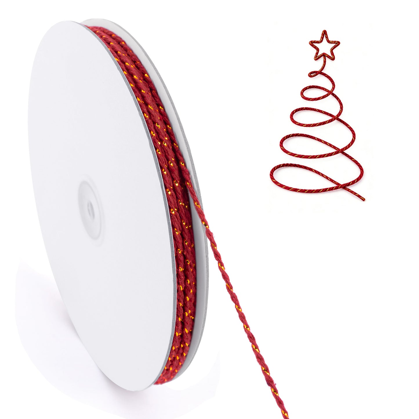G2PLUS Red and Gold String - 2mm 328ft Cotton Twine String Metallic Bakers Twine for Gift Wrapping, DIY Crafts, Christmas Holiday Party Decorations