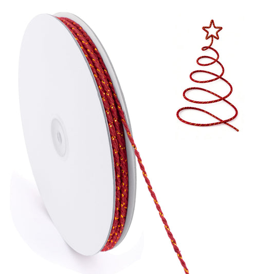 G2PLUS Red and Gold String - 2mm 328ft Cotton Twine String Metallic Bakers Twine for Gift Wrapping, DIY Crafts, Christmas Holiday Party Decorations