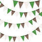G2PLUS Pre-Strung Burlap Pennant Banners, 39Ft Green White Brown Fabric Triangle Flag Bunting, 36Pcs Pennant Banner Flags Garland for Football Game Day, Outdoor Parties, Camping & Backyard Decorations