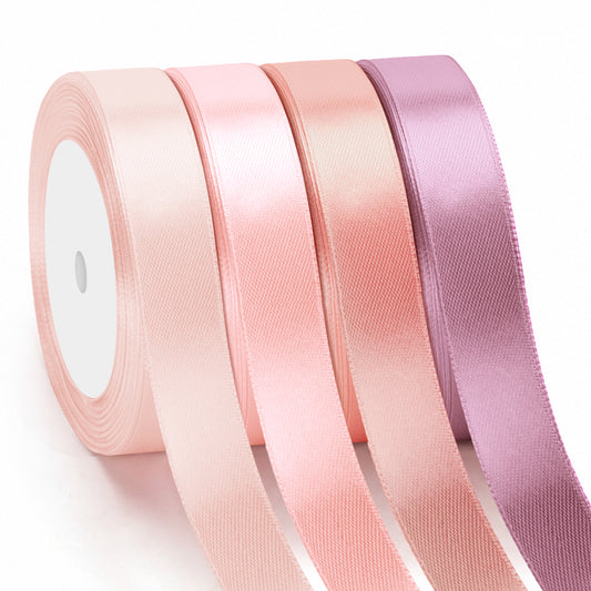 G2PLUS Dusty Pink Satin Ribbon for Gift Wrapping, 4 Rolls, 20mm x 22m 88m Total Gift Wrapping Ribbon, Ribbon for Weddings, Baby Showers, DIY Crafts, Bows, Bouquet Wrapping