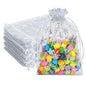 G2PLUS Christmas Drawstring Organza Bags, 50PCS Snowflake Organza Gift Bags, White Christmas Organza Bags 4x6, Mesh Sheer Organza Pouches, Xmas Winter Holiday Organza Bags for Jewelry, Candy, Goodies