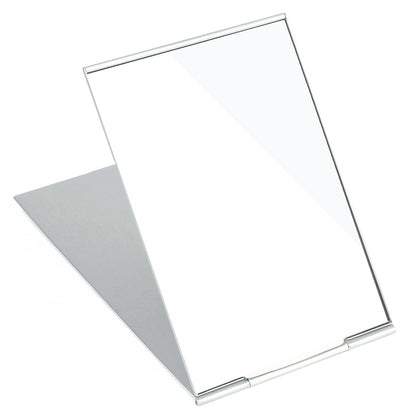 G2PLUS Portable Folding Vanity Mirror, Ultra-Slim Aluminum Shell Small Travel Makeup Mirror, 3.94 x 2.64 Inch Compact Tabletop Mirror for Purse, Bathroom, Beauty and Grooming