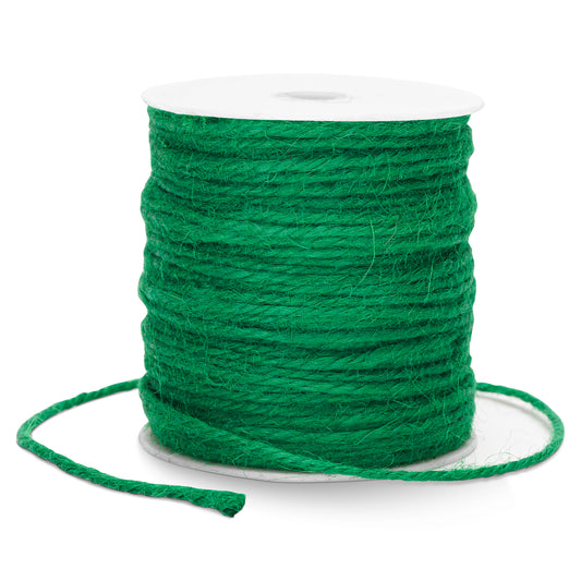G2PLUS Natural Jute Twine String, 3mm Jute Garden Twine, 328 Feet Jute Twine String for Crafts, 3 Ply Hemp Twine Rope for Gift Wrapping and Climbing Plants, Arts, Decoration Packing String（Green）