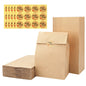 G2PLUS 50 PCS Brown Paper Bags Small- 9x6x18 CM Kraft Candy Paper Bags - Paper Candy Favor Bags with Stickers for Snack, Birthday, Wedding and Easter Xmas Party Supplier