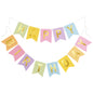 G2PLUS Pre-Strung Happy Birthday Banner Pastel and Gold: 16 x 20 cm Large No-DIY Birthday Banner for Boys Kids Birthday Party Decorations