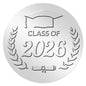 G2PLUS 100Pcs Class of 2026 Stickers - Silver Foil Embossed Graduation Stickers 2 Inch Graduation Cap Envelope Seal Labels for Diplomas Certificates Gradutes Awards Invitation Party Favors