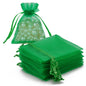 G2PLUS Green Organza Gift Pouches - 7x9 CM Small Organza Favor Bags, 50 PCS Wedding Jewelry Bags - Clear Mesh Pouches for Wedding, Christmas, Birthday, Anniversary