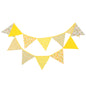 G2PLUS Double Sided Fabric Bunting Banner, Two Layer Triangle Floral Bunting, 3.3M with 12PCS Yellow Floral Pennants, Cotton Shabby Chic Garland for Bedroom Easter Tea Party Decorations