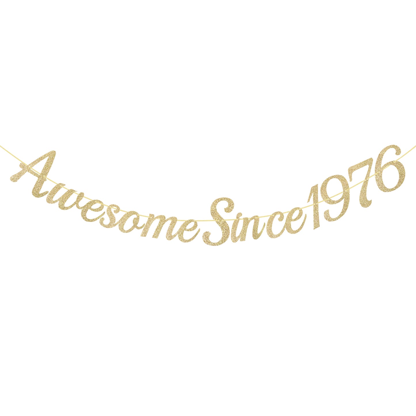 G2PLUS Pre-Strung 50th Birthday Banner, Glitter 50th Birthday Decorations Champagne Gold Happy 50th Birthday Banner, 3m Awesome Since 1976 Banner, 50th Birthday Party Decorations
