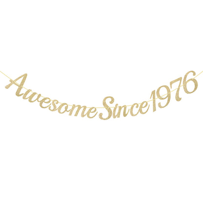 G2PLUS Pre-Strung 50th Birthday Banner, Glitter 50th Birthday Decorations Champagne Gold Happy 50th Birthday Banner, 3m Awesome Since 1976 Banner, 50th Birthday Party Decorations