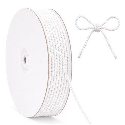 G2PLUS White Macrame Cotton Rope Cord 3MM Craft Cotton Twine String, 100M Durable Bakers Twine for DIY Crafts and Handmade Arts (White)