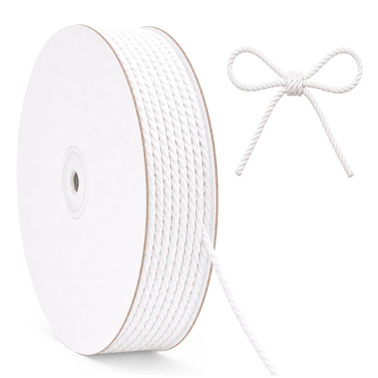 G2PLUS White Macrame Cotton Rope Cord 3MM Craft Cotton Twine String, 100M Durable Bakers Twine for DIY Crafts and Handmade Arts (White)