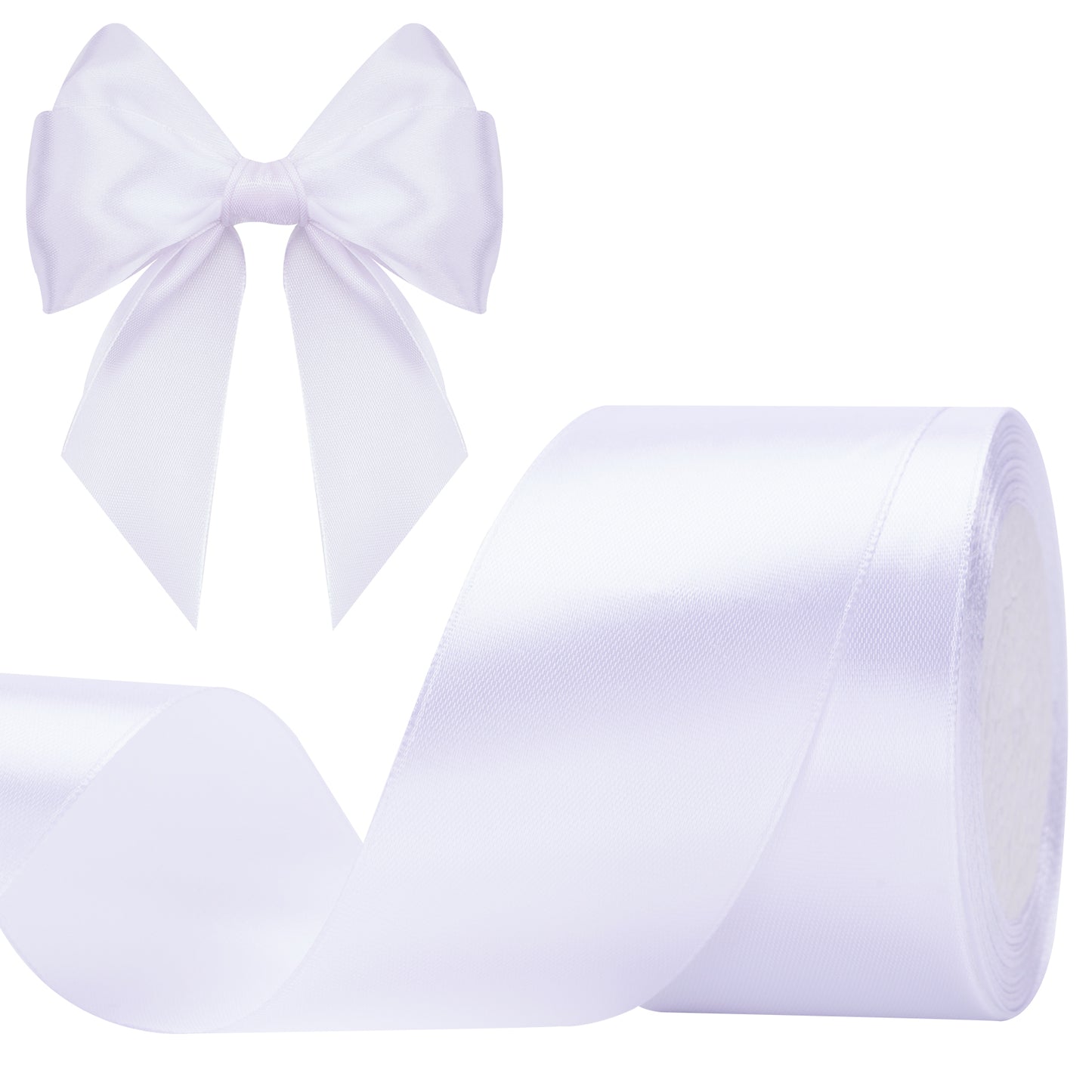 G2PLUS White Stain Ribbons, 50mm Gift Wrap Ribbon, 22M Ribbons for Gift Wrapping, Christmas Day Decorative Ribbon, Wide Fabric Ribbon, Gift Wrapping Ribbon for Crafting, Wedding Party Decoration