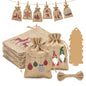 G2PLUS 24 PCS Advent Calandar Bags, 10x15cm Medium Christmas Burlap Bags, Hessian Christmas Sacks, Christmas Burlap Drawstring Bags for Advent Calandar, Christmas Party Decoration