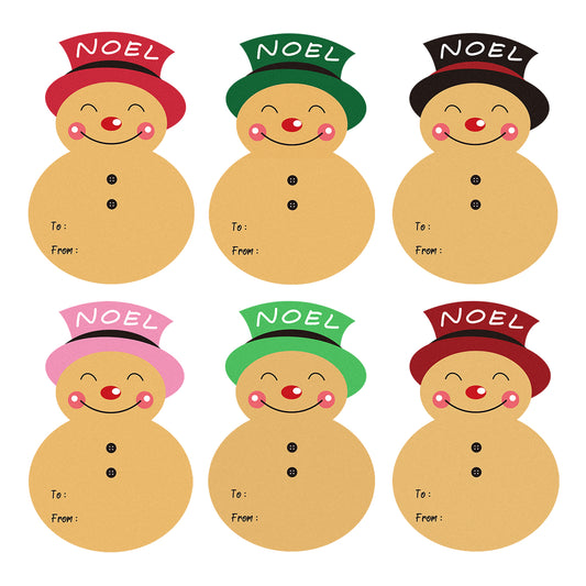 G2PLUS Snowmen Christmas Labels Stickers, 120PCS Christmas Name Labels for Presents, Brown Sticky Xmas Present Gift Labels, Noel Self Adhesive Pressent Stickers for Kids Presents