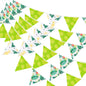 G2PLUS Tropical Fabric Bunting Banner, 39FT Extra Long Reusable Cotton Triangle Flags with Green Leaves & Pineapple, Pre-Sewn Garland Pennant Banner for Summer Luau, Hawaiian & Outdoor Party Decor