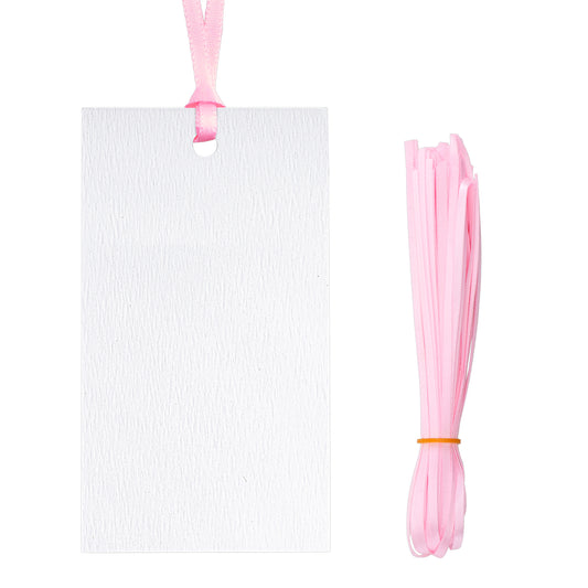 G2PLUS 50Pcs Name Place Cards - Wedding Place Cards with Baby Pink Ribbon, Blank Paper Gift Tags 3.5x2 Inches for Wedding Favors, Bridal Shower & Party Table Setting Visit the G2PLUS Store