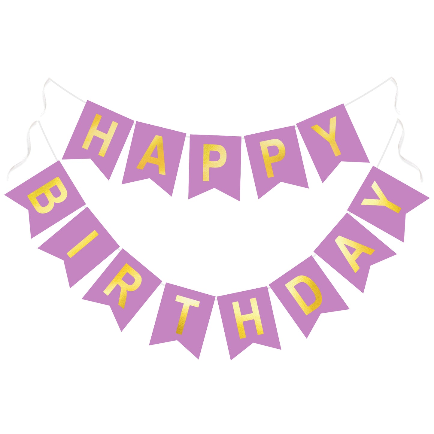 G2PLUS Pre-Strung Happy Birthday Banner Purple and Gold: 16 x 20 cm Large No-DIY Birthday Banner for Women Mom Birthday Party Decorations