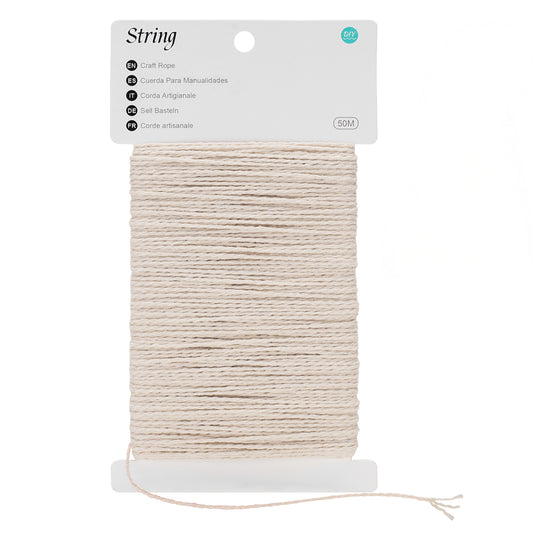 G2PLUS Cotton Butchers Twine - 2mm 164Ft Beige Natural Cotton Twine String Craft String for Gift Wrapping, DIY Crafts, Party Favors