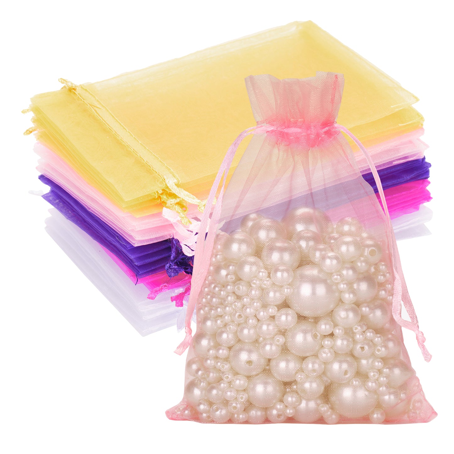 G2PLUS Multi-colored Organza Gift Pouches - 10x15 CM Medium Organza Favor Bags, 100 PCS Wedding Jewelry Bags - Coloful Mesh Pouches for Wedding, Christmas, Birthday, Anniversary
