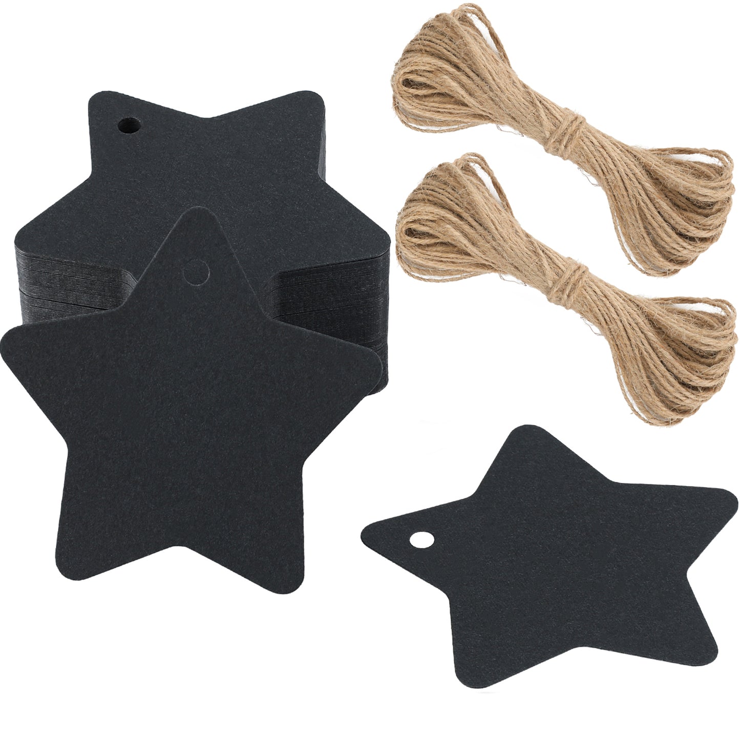 G2PLUS Black Star Gift Tags, 100PCS Christmas Labels Tags for Presents, 6cm Star Christmas Labels Tags with String, Xmas Labels for Christmas Presents Wrapping, Christmas Ornaments