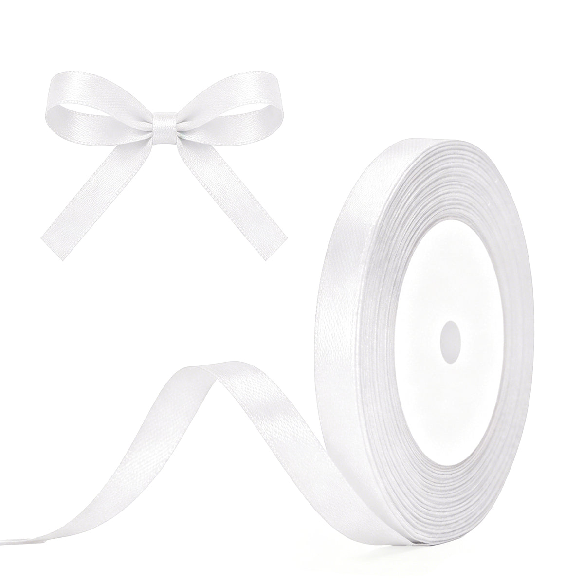 G2PLUS White Satin Ribbons 10mm: 44m Gift Wrapping Ribbon for Crafting, Christmas, Wedding Party Decoration