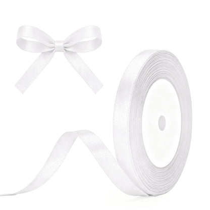 G2PLUS White Satin Ribbons 10mm: 44m Gift Wrapping Ribbon for Crafting, Christmas, Wedding Party Decoration