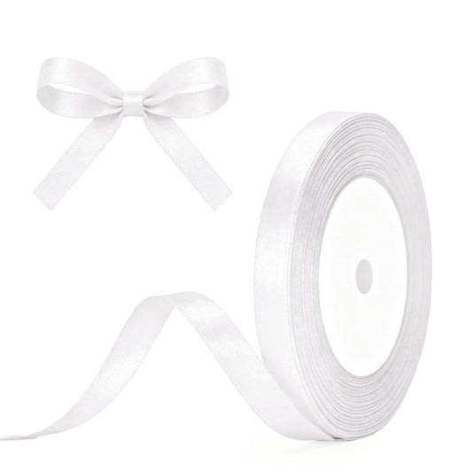 G2PLUS White Satin Ribbons 10mm: 44m Gift Wrapping Ribbon for Crafting, Christmas, Wedding Party Decoration