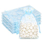 G2PLUS 30Pcs Blue Organza Bags - 4x6 In Sheer Mesh Jewelry Pouches, Daisy Drawstring Organza Bags for Baby Shower, Birdal Shower, Wedding Party Favors