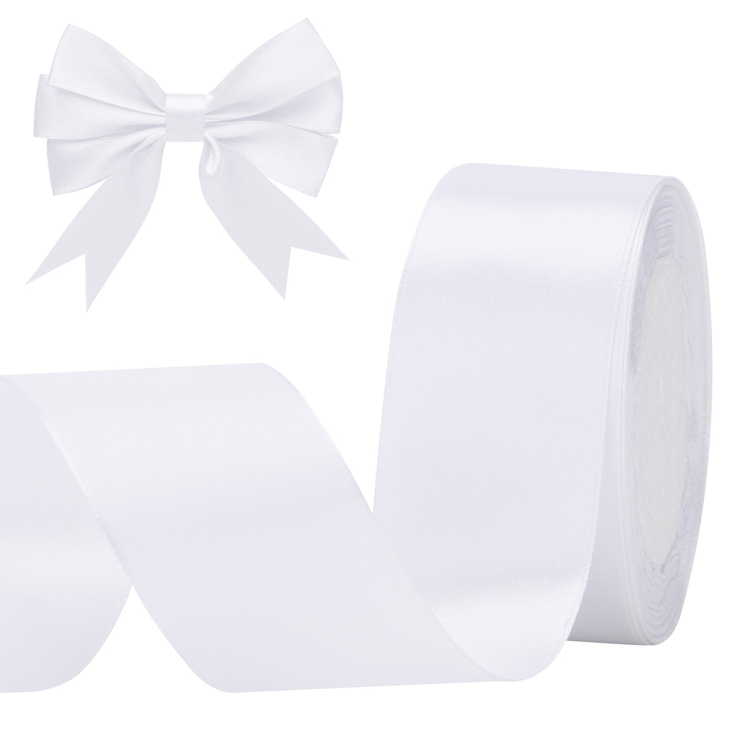 G2PLUS White Stain Ribbons, 40mm Gift Wrap Ribbon, 22M Ribbons for Gift Wrapping, Valentine's Day Decorative Ribbon, Wide Fabric Ribbon, Gift Wrapping Ribbon for Crafting, Wedding Party Decoration