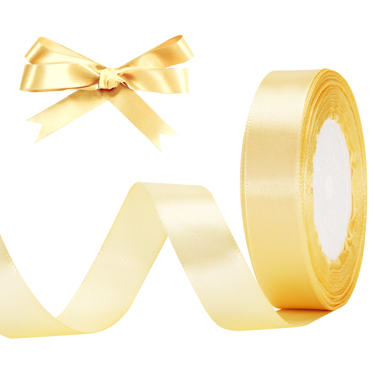 G2PLUS Champagne Gold Stain Ribbons, 20mm Gift Wrap Ribbon, 22M Ribbons for Gift Wrapping, Christmas Day Decorative Ribbon, Thick Fabric Ribbon, Gift Wrapping Ribbon for Crafting, Wedding Party Deco