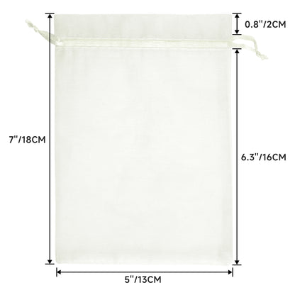 G2PLUS 25PCS Drawstring Organza Bags 5x7 inches - Ivory Organza Gift Bags, Sheer Mesh Pouches for Candy, Jewelry, Baby Shower, Wedding Party Favors