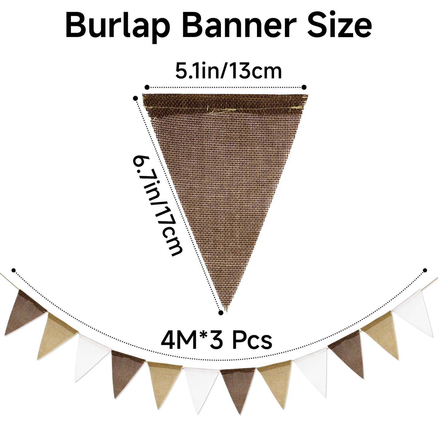 G2PLUS Pre-Strung Burlap Pennant Banners, 30Ft Gradient Brown Fabric Triangle Flag Bunting, 36Pcs Pennant Banner Flags Garland for Wedding, Birthday, Baby Shower, Rustic Farmhouse and Holiday