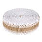 G2PLUS Jute Trim Burlap Ribbon - 10M Hessian Ribbon with Lace - 2.5CM Natural Fringe Tape with Lace for Vintage/Rustic Themed Wedding Craft