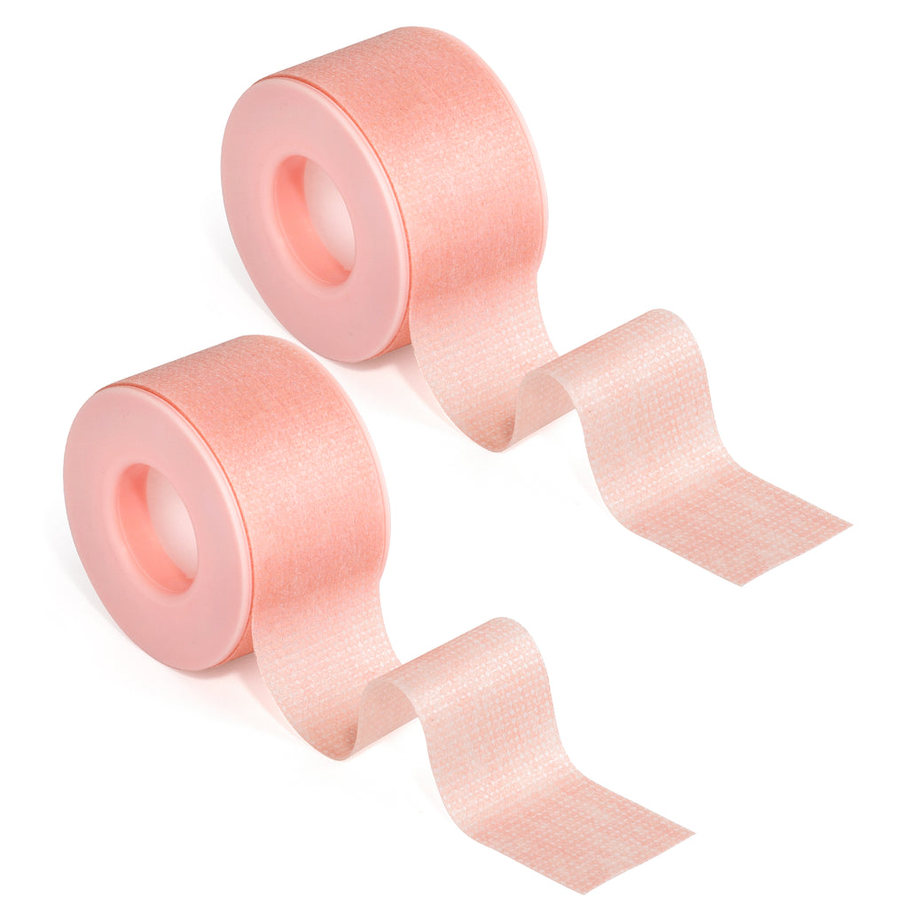 G2PLUS Silicone Tape, 2 Rolls Micropore Medical Tape Roll, 1'' x 8 Yards Pink Lash Tape for Eyelash Extensions and Wound Dressing Breathable and Waterproof, Low Sensitivity and High Viscosity