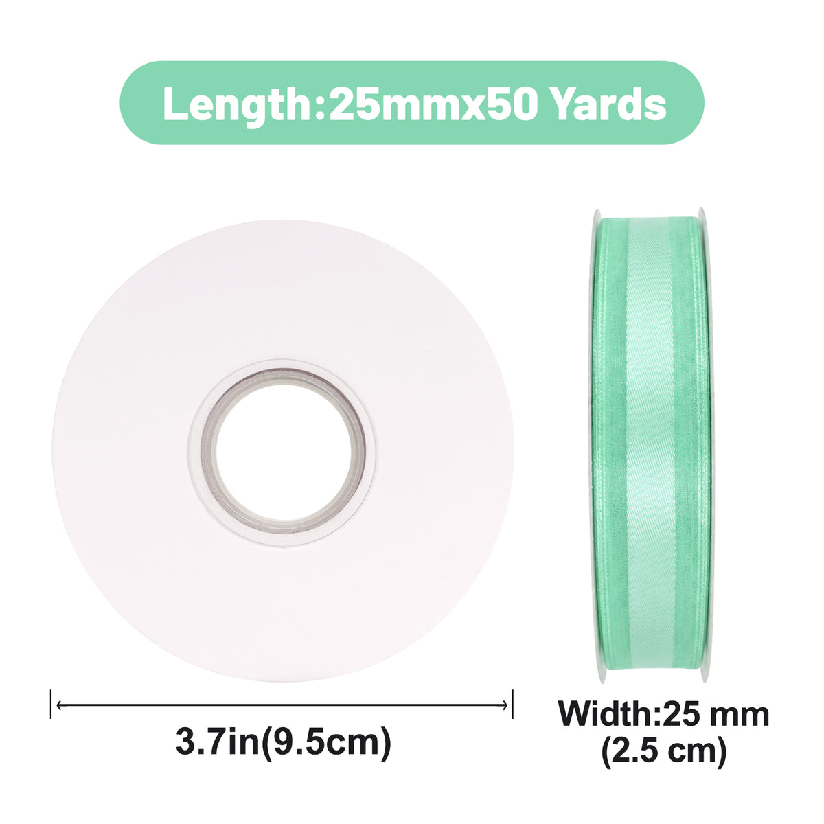 G2PLUS 25mm Mint Organza Ribbon: 50Yards Sheer Tulle Wrapping Ribbon