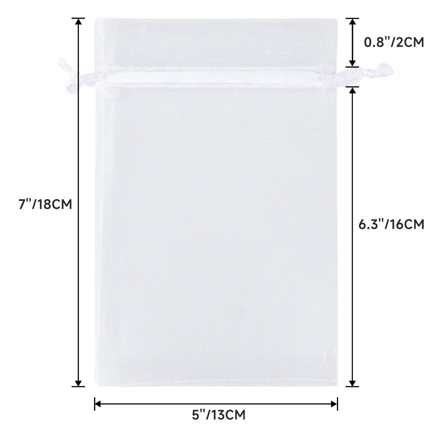 G2PLUS 25PCS White Organza Bags 5x7 inches, Sheer Mesh Jewelry Pouches, Organza Gift Bags with Drawstring for Candy, Jewelry, Wedding Party Favors