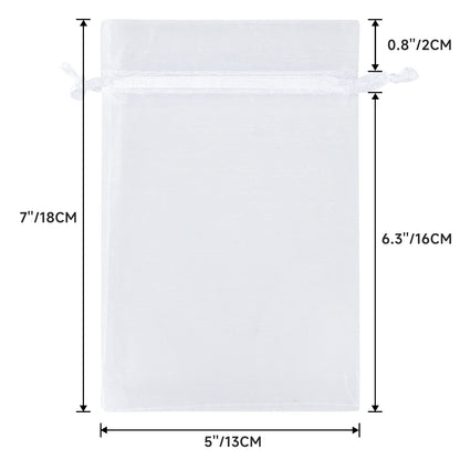 G2PLUS 25PCS White Organza Bags 5x7 inches, Sheer Mesh Jewelry Pouches, Organza Gift Bags with Drawstring for Candy, Jewelry, Wedding Party Favors