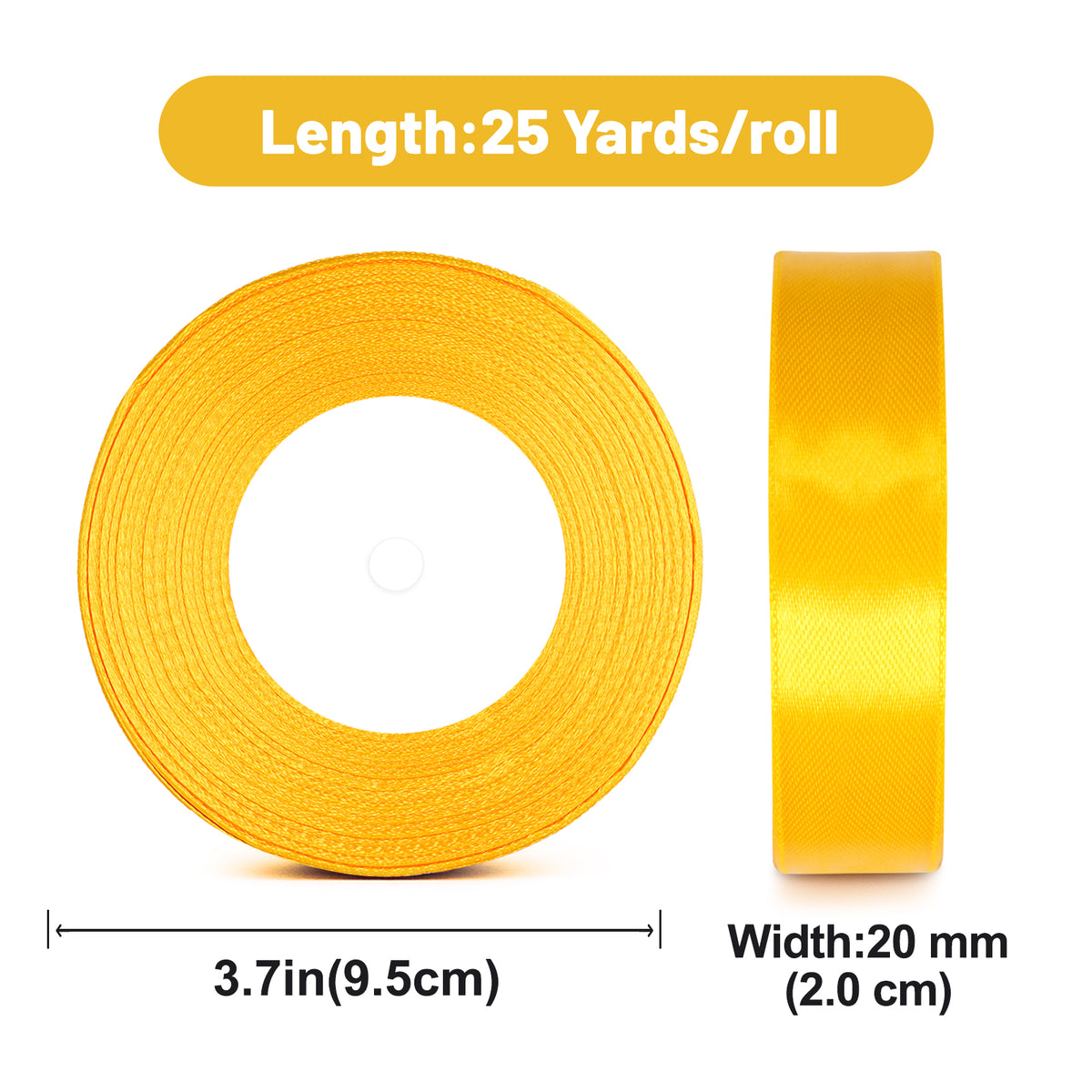 G2PLUS 20mm Gold Yellow Satin Ribbons, 2 Roll x 22m Gift Wrapping Ribbon for Christmas Wrap, Crafting, Bows Making, Cake Decorating, Birthday and Wedding Party Decoration