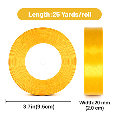 G2PLUS 20mm Gold Yellow Satin Ribbons, 2 Roll x 22m Gift Wrapping Ribbon for Christmas Wrap, Crafting, Bows Making, Cake Decorating, Birthday and Wedding Party Decoration