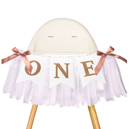 G2PLUS White Highchair Banner,1st Birthday High Chair Banner for Baby Boys and Girls,Dining Chair Banner for one Birthday Party,Photo Props,Baby Shower Decoration