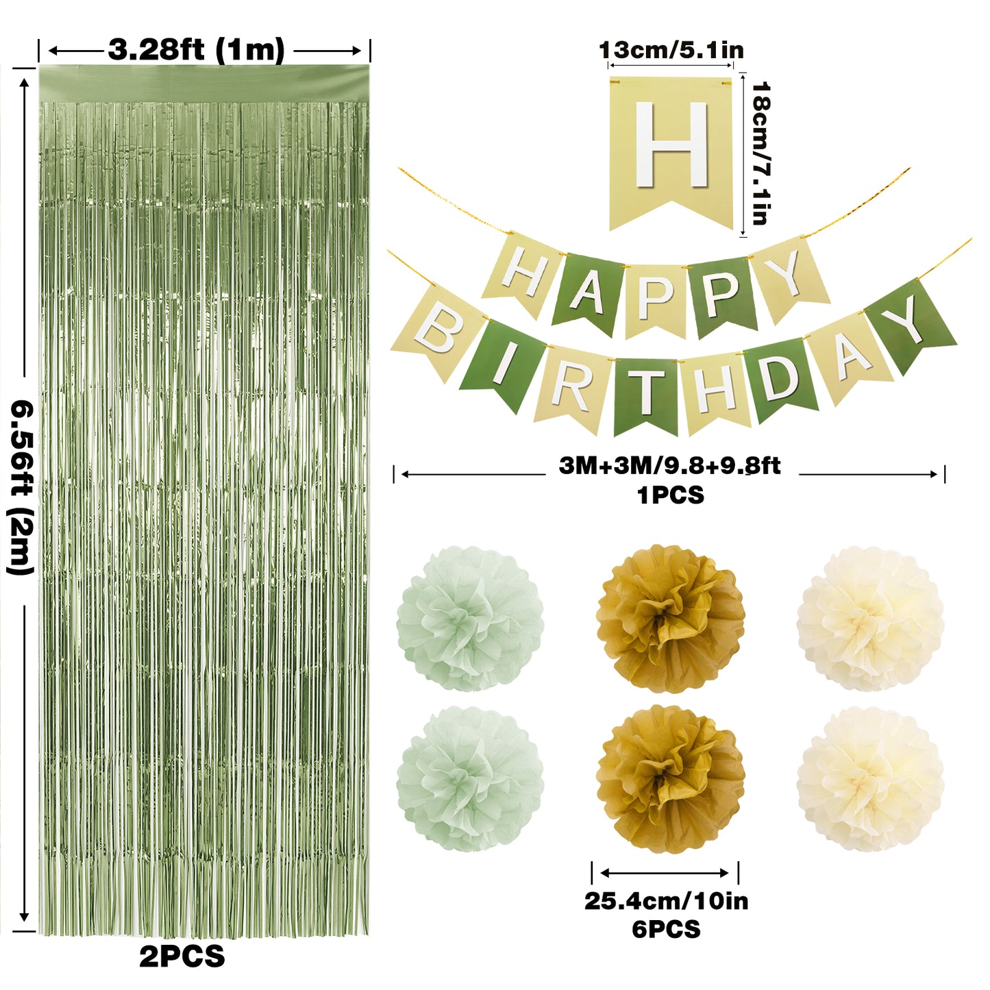 G2PLUS Green Birthday Decorations Set, Birthday Party Backdrop Decorations