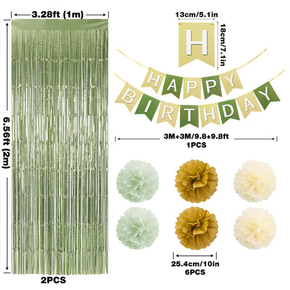 G2PLUS Green Birthday Decorations Set, Birthday Party Backdrop Decorations