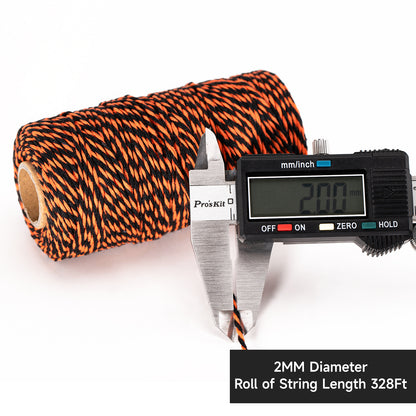 G2PLUS Black Orange Cotton Twine - 2MM 328ft Baker's Twine, Orange and Black Gift Wrapping String for DIY Crafts, Halloween Party Decorations, Treat Bags