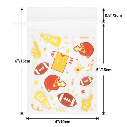 G2PLUS 30PCS Sports Theme Organza Bags 4x6, Sheer Mesh Drawstring Pouches for Football Party Favors, Game Day Party Treat Bags for Kids Birthday & Team Gifts