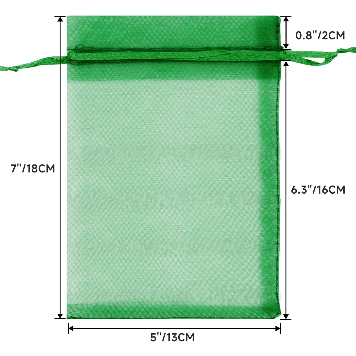 G2PLUS 25PCS Green Organza Bags - 5x7In Sheer Mesh Jewelry Pouches, Organza Gift Bags with Drawstring for Candy, Jewelry, Wedding Party Favors
