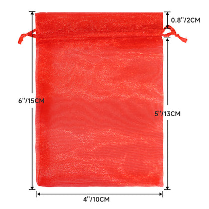 G2PLUS 30PCS Red Oragnza Bags 4x6 In - Drawstring Organza Bags, Sheer Mesh Jewelry Pouches, Candy Gift Wrap Pouches for Christmas, Valentine's Day, Wedding Party Favors