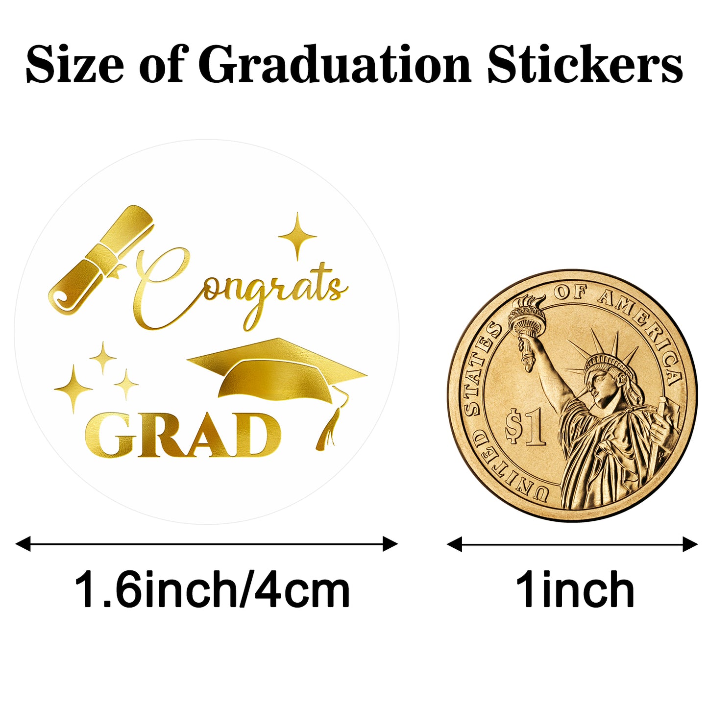 G2PLUS Graduation Stickers, 120PCS Congrats Grad Stickers, 1.6in Gold Foil Graduation Cap Stickers, Transparent Graduation Envelope Seal Sticker for Graduation Invitation and Grad Party Favors