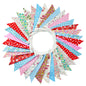 G2PLUS 36PCS Large Fabric Bunting Banner, 10M Double Sided Cotton Triangle Flag Garland-17x19CM Two Layer Blue and Red Floral Pennants for Wedding Birthday Parties